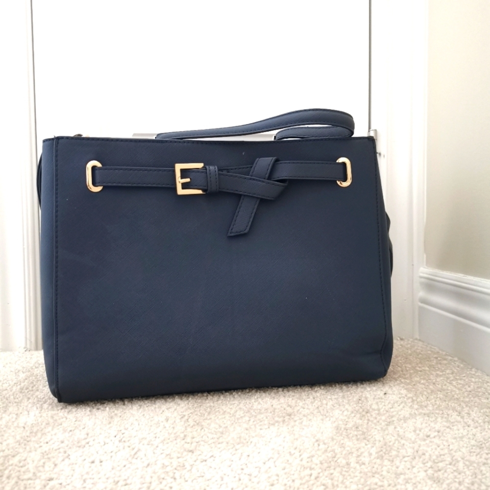 Women shoulder bag with straps - Navy blue